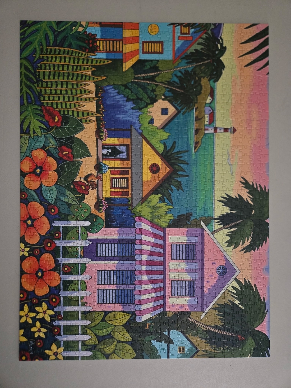 Vivid Tropical Beach House Puzzle - Multicolor
